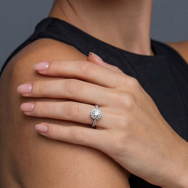 Aurelia Halo Moissanite Ring