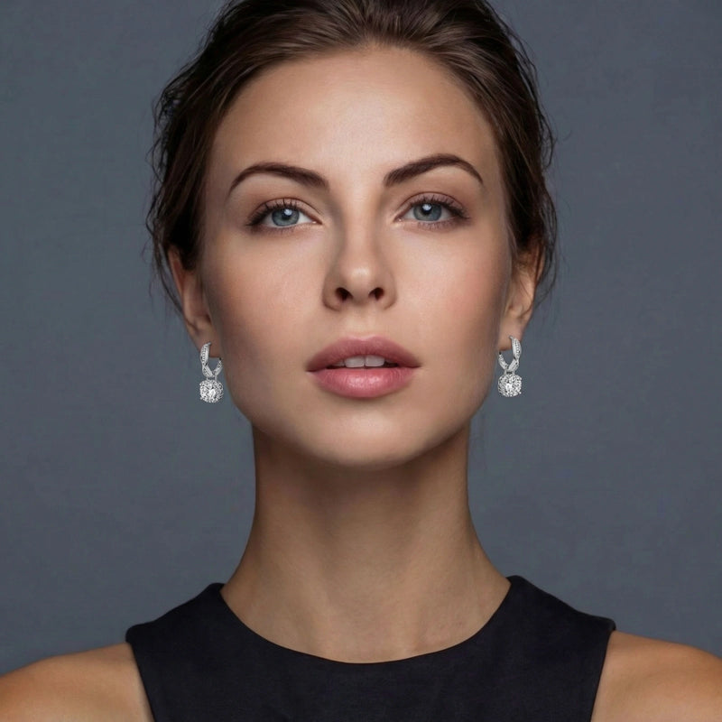 Eterna Halo Moissanite Earrings