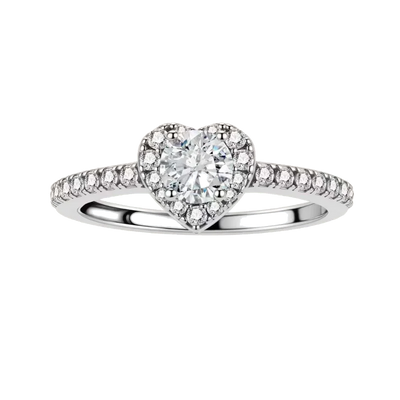 Heart Halo Moissanite Ring