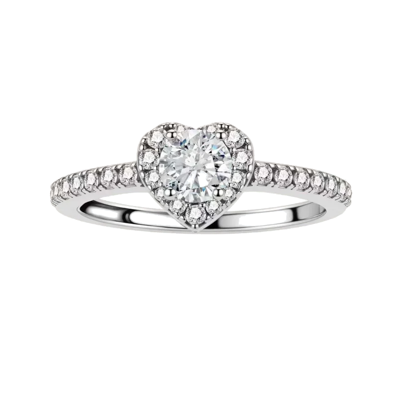 Heart Halo Moissanite Ring